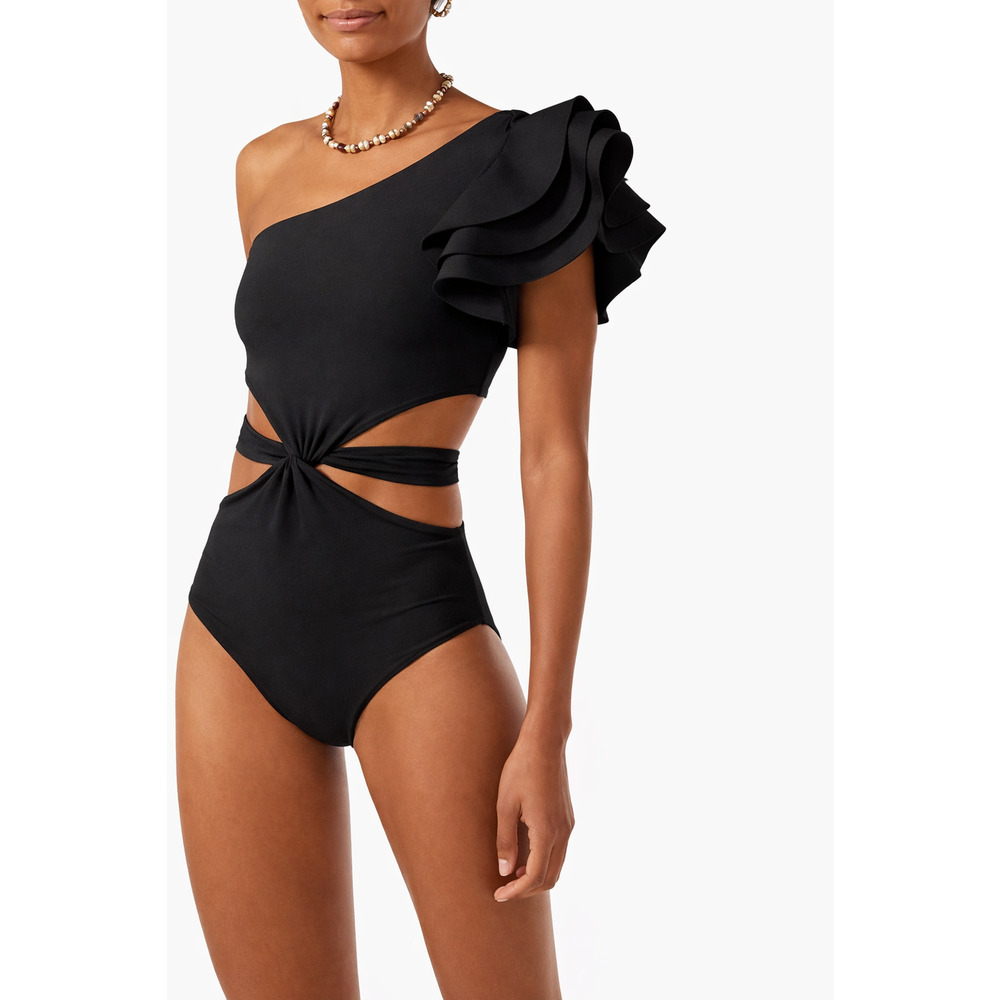 Maygel Coronel Black‎ One-Shoulder Cutout Style Bikini Set NWT Size 10